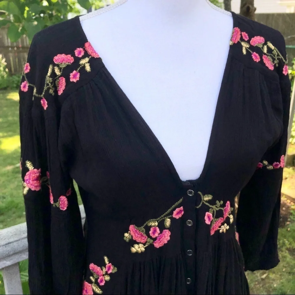 Free People Day Glow Embroidered Midi Dress